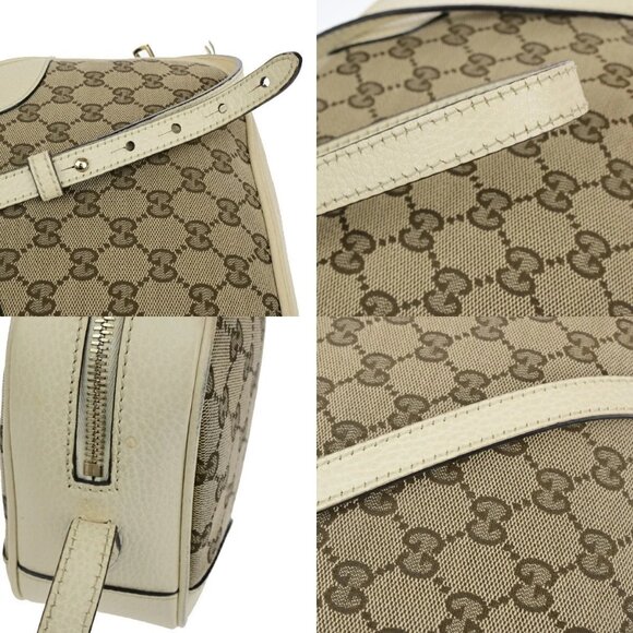 GUCCI Logo GG Pattern Mini Shoulder Bag Canvas Leather Brown White GHW - Picture 14 of 15